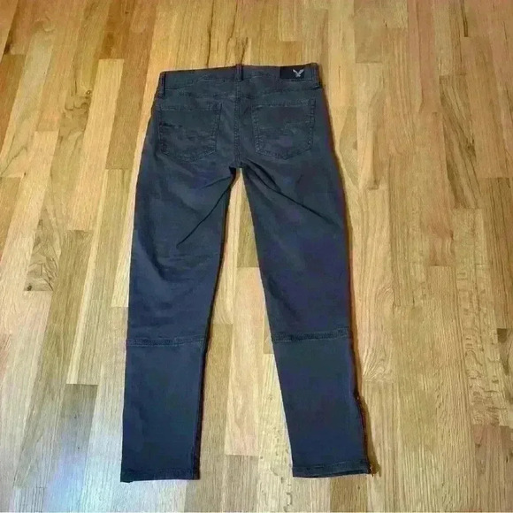 American Eagle Moto Jegging Jeans Gray Sateen Ankle Zips Stretch Women’s Size 0 - Picture 13 of 13